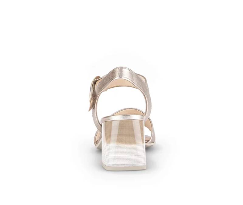 Sandales à bride avec scratch couleur or à talons Gabor – Image 3
