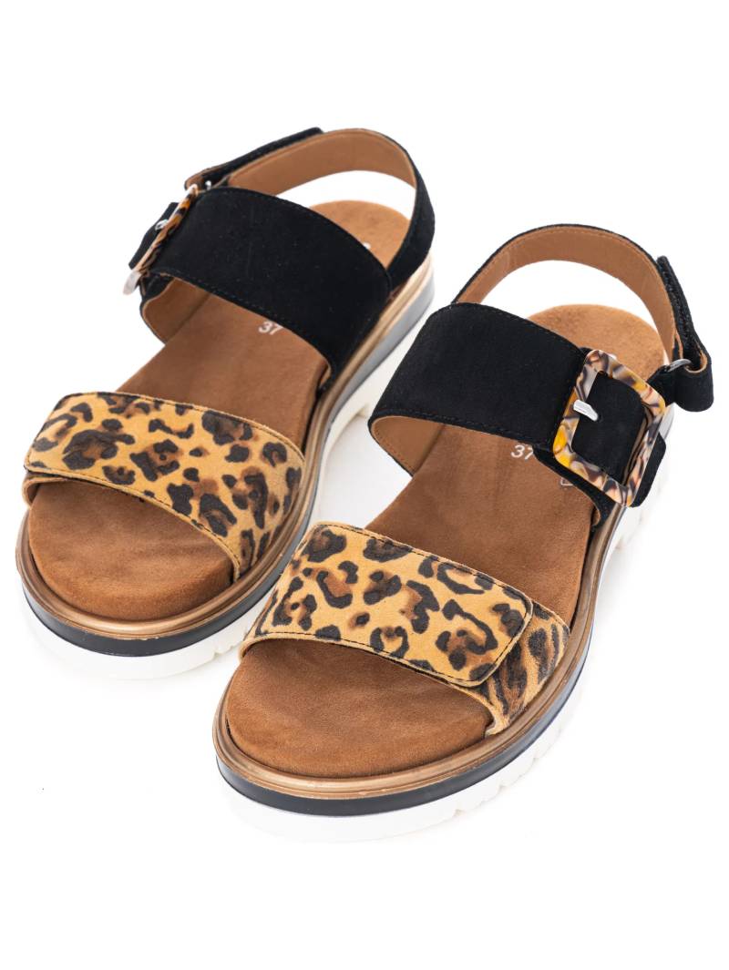 Sandales Malaga Léopard Noir velcro semelles amovibles Ara – Image 4