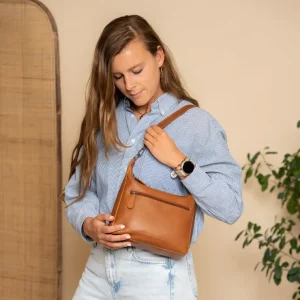 Sac Bandoulière en Cuir Cognac Mirave The Chesterfield Brand